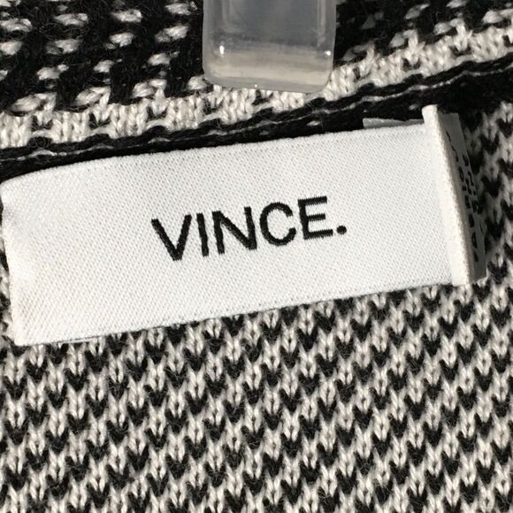 VINCE Women's Short Sleeve Open Front Long Striped Cardigan Black White SZ Small - Picture 4 of 13